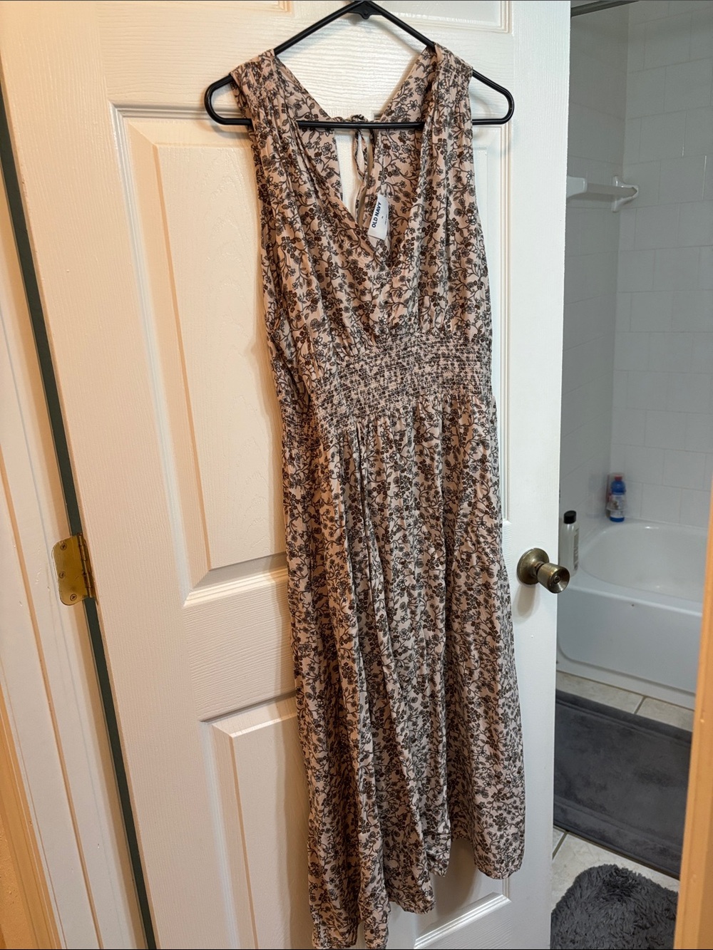 Old Navy Taupe and Black Floral Maxi Dress